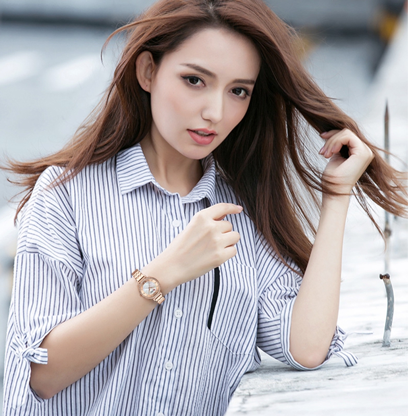 CURREN-montre à Quartz pour femme, Bracelet en diamant, étanche, en acier inoxydable