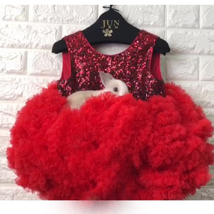 Abito Elegante per il Primo Compleanno di Bambine, Vestito da Principessa con Paillettes e Volant Senza Maniche per Bambine - Product Image 4