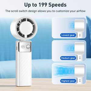 Nouvel article : Ventilateur portable avec 100 réglages de vitesse, affichage numérique, puissant, rechargeable par USB, mini ventilateur pratique - Product Image 1