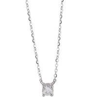 Collar Solitario CYNYA de Plata Esterlina 925 con Circonita Cúbica de 4 Puntas, Estilo Minimalista para Mujer, Joyería de Moda