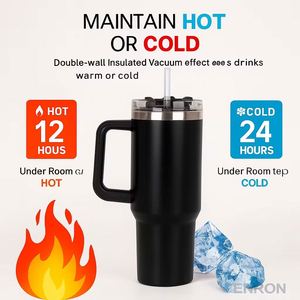 Insulated Travel Mug 30oz Stainless Steel With Handle and Straw Vacuum <b>Flask</b> for <b>Hot</b> or Cold <b>Drinks</b> - Product Image 2