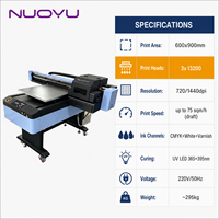 NUOYU 600x900mm 1440dpi Triple I3200 Heads 75sqm/jam Silinder CE RoHS UV Flatbed Label Printer Baru