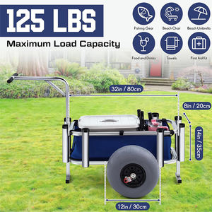 Chariot de camping pliable robuste avec roues à ballon et logo personnalisé, chariot de plage, chariot de pêche avec grandes roues pour le sable - Product Image 2