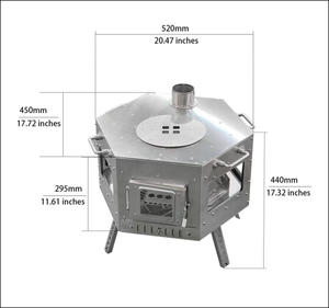 Poêle <span class=keywords><strong>à</strong></span> <span class=keywords><strong>bois</strong></span> hexagonal portable en acier inoxydable pour le camping avec tuyau <span class=keywords><strong>de</strong></span> cheminée 360 °   Fenêtre <span class=keywords><strong>de</strong></span> visualisation du feu pour la cuisson en extérieur - Product Image 6
