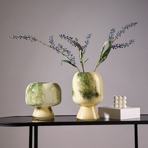 Creative Green Gradient Glass <b>Vase</b> Home Tabletop Hydroponic Decoration <b>Vase</b> Luxury <b>Decorative</b> <b>Vase</b> - Product Image 1
