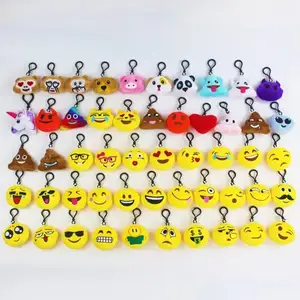 Expression Keychain Mini Cute Plush Pillows Kids Party Supplies Favors Emotion Key Chain Toy WJ1805