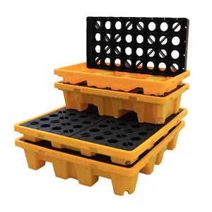 Spill Containment Pallets Wholesale Industrial Chemical Heavy Duty 4/2 Drum Plastic Oil Control Containment Drum Spill Pallet Manufacturer