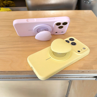 Coque de téléphone universelle en silicone magnétique pliable avec anneau de support, antichoc, compatible lit et bureau, couleur contrastée, pour iPhone 15/16/17/18 Max