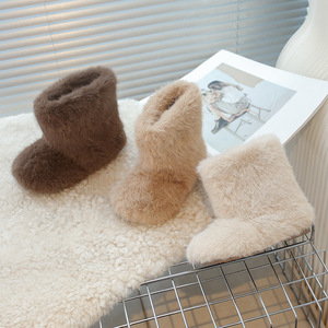 Bottes de neige pour enfants, mi-mollet, en coton épais, rembourrées et chaudes, pour filles et bébés filles - Product Image 1