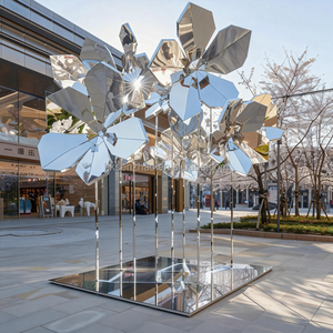 Escultura de Flores de Acero Inoxidable Pulido a Espejo Personalizada SENZHAO, Estatua Metálica Grande para Exteriores, Plaza, Centro Comercial, Paisajismo - Product Image 2