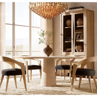 Chaise de salle à manger moderne nordique minimaliste en bois massif avec accoudoirs, chaise de loisirs rembourrée en tissu, utilisation multi-scénarios pour la maison, le restaurant, l'hôtel