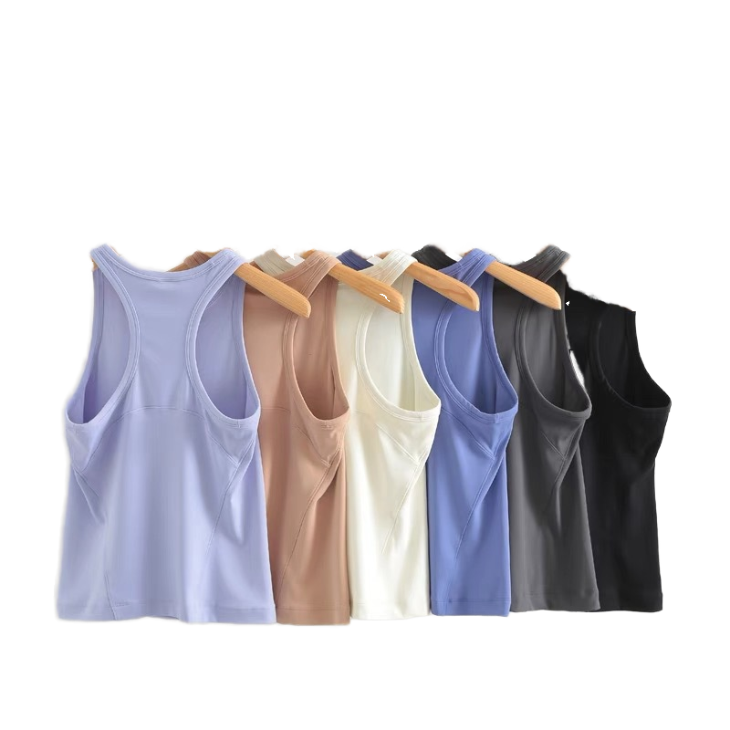 High Quality Women's I-Shaped Yoga Vest Anti-Glare Slim Fit Fitness Tank Top Quick Drying Sleeveless Running Breathable Print