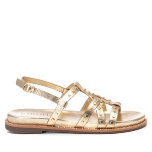Carmel Women's <b>Flat</b> Sandal Gold 38 Strappy Metal Studs - Product Image 1