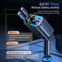 12v 24v 4 in 1 Dc Portable Multi Port Pengisi Daya Super Cepat Tipe c Adaptor Ponsel Elektrik Pengisi Daya Mobil Retractable