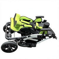Poussette pour enfants atteints de paralysie cérébrale réglable, fauteuil roulant inclinable, cadre en aluminium pliable, certifié CE, 6-10 ans