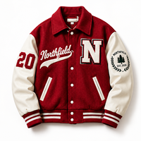 Veste universitaire personnalisée en chenille pour homme, veste de baseball en jacquard, mélange de laine, manches et col en cuir, veste Letterman personnalisée OEM