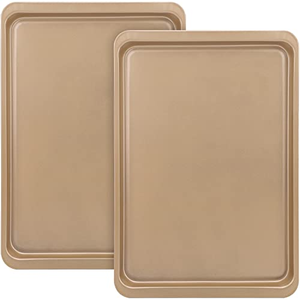 Plaque de cuisson rectangulaire antiadhésive dorée, compatible four, sans BPA, en acier laminé à froid, durable, réutilisable, pour biscuits, cuisine domestique - Product Image 1