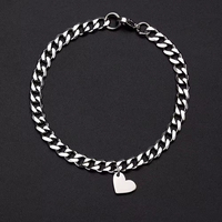 Ensemble de bracelets en acier inoxydable à la mode pour femmes et hommes, avec cœur creux, couleur argent, pour couple, cadeau de Saint-Valentin