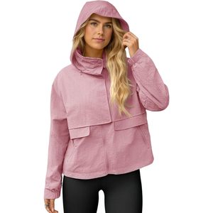 Veste courte zippée pour femme, légère, à capuche, coupe-vent, avec poches, pour activités de plein air - Product Image 4