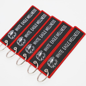LBR Gift Custom Promotion Double-Side Woven/Embroidery Logo Jet Tag Flight Crew Tag Motorcycles Keychain