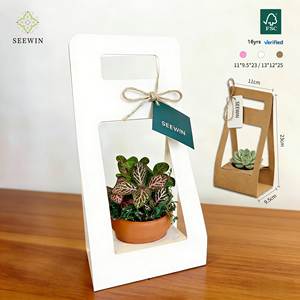 Scatola Quadrata Ecologica in Carta Kraft Colorata per Fiori e Piante Verdi - Cajas Para Flores Personalizadas - Product Image 1