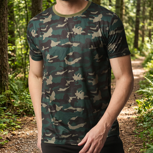 เสื้อยืดพิมพ์ลายสับลิเมชั่นแบบเต็มตัว ขายดี รุ่นฮิต สำหรับล่าสัตว์ เดินป่า แขนสั้น ทรงเข้ารูป ผ้าฝ้าย ลายพราง สำหรับผู้ชาย - Product Image 3