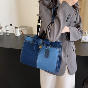 <span class=keywords><strong>Bolsos</strong></span> de mano de mezclilla de gran capacidad, <span class=keywords><strong>bolsos</strong></span> de hombro para mujer con forro de cremallera, monederos grandes para mujer - Product Image 6