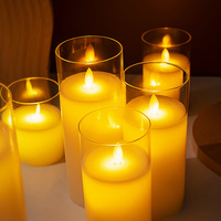 Bougie LED sans flamme de grande taille en paraffine et verre pour la décoration de la maison avec flamme mobile