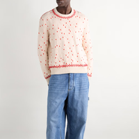 Pull en maille côtelée à manches longues pour homme, décontracté, brodé et jacquard