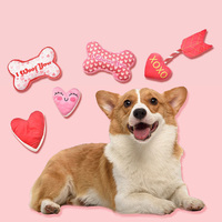 Jouet à mâcher rose pour chien, cœur en forme d'os, jouets en peluche pour chiot pour la Saint-Valentin