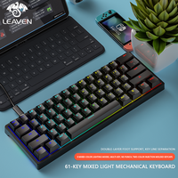 Keyboard mekanik nirkabel Bluetooth dua Mode, sakelar merah 61 tombol dapat ditukar untuk PC PS4 Xbox iPhone iPad
