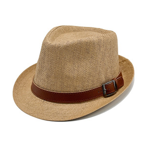 Cappello Fedora in Paglia con Cintura, Classico Panama <span class=keywords><strong>Trilby</strong></span> a Tesa Corta, Cappello da Sole per Uomo e Donna - Product Image 2