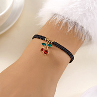 Dames armband van legering met eenvoudige, veelzijdige kersen hanger, handgeweven, cadeau voor de pols