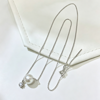 Collar Minimalista de Perlas Cultivadas de Agua Dulce, Cadena de Plata con Perlas Móviles, Talla Universal, Joyería para Niñas, Venta al Por Mayor