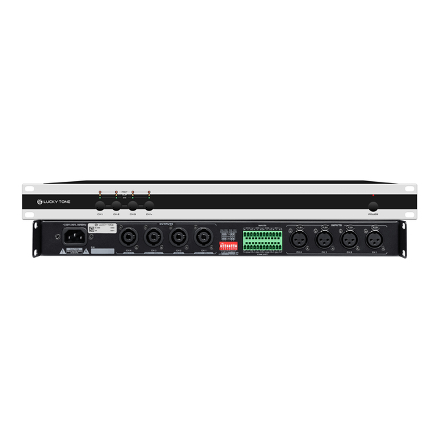 V High Power Digital Audio Amplifier Low Distortion Wide Frequency Response with Clip Limiter 2/4 Channel Power Amp