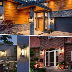 2-Pack Matzwarte Buitenwandlampen Waterdichte Buitenmuurlantaarns Heldere Glazen Tinten Voor Veranda Garage Front - Product Image 6