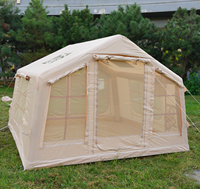 Tente de camping gonflable 4 saisons en Oxford 420D, imperméable 3000 mm, protection UV, installation rapide, tente à une chambre et un salon, cheminée