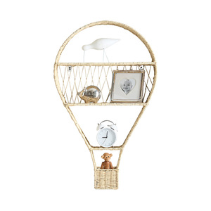 Rattan <b>Wall</b>-Mounted <b>Storage</b> Rack Hot Air Balloon Shape 3-Tier <b>Hanging</b> Shelf For Home Decor Organization - Product Image 5