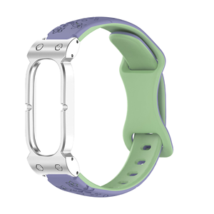 Rugged Armor Metal Bumper <b>Frame</b> Embossed Dual-Color Silicone Sport Watch Band Replacement Strap for Galaxy Fitbit Air - Product Image 3