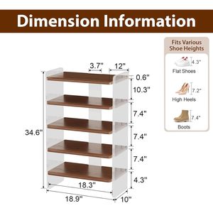 <span class=keywords><strong>Scarpiera</strong></span> Moderna Autoportante in Legno Stile Mid-Century, 4 Ripiani, Colore Noce, Capacità 50 Paia, Ideale <span class=keywords><strong>per</strong></span> Ingresso e Soggiorno in Spazi Piccoli - Product Image 6