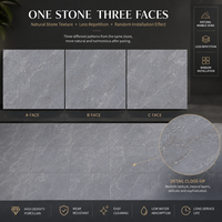 Carrelage en porcelaine aspect marbre gris moderne 800x800mm, une pierre trois faces, bords rectifiés, installation sans joint pour usage intérieur