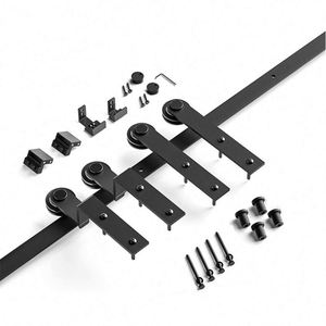 WEKIS Modern 3 FT <b>Mini</b> Cabinet Bypass Double Sliding Barn Door Hardware Track Kit Quiet Smooth Soundproof Steel Storage Window - Product Image 1