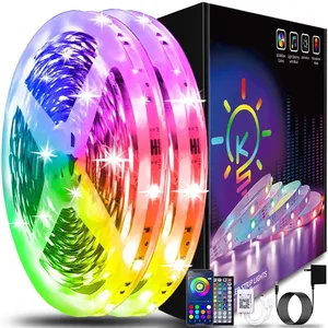 Lampu setrip Led cerdas 5M 10M 20M RGB, lampu latar TV Led tahan air 5050 warna USB, lampu dekorasi fleksibel lampu musik berubah warna