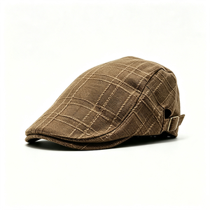 Casquette plate à carreaux pour femme, style vintage, béret gavroche, avec boucle réglable, motif écossais rétro, pour le printemps, l'automne, les occasions décontractées et les fêtes, logo personnalisable - Product Image 6