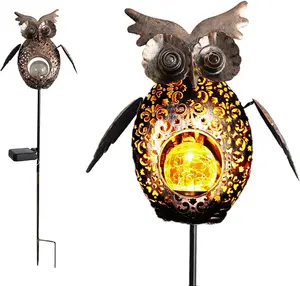Solar owl landscape light with high-energy conversion solar panels outdoor garden stakes decoration
