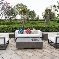 Table de feu rectangulaire en béton pour l'extérieur, mobilier de divertissement pour patio