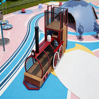 Train à vapeur rétro non motorisé, équipement de jeux pour enfants, tuyau galvanisé à chaud avec structure d'escalade pour parc et complexe hôtelier