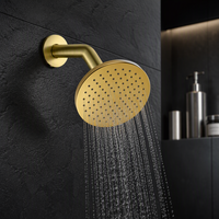 Pommeau de douche rond doré en ABS de 8 pouces, fixation murale, fonction simple, pulvérisation au plafond, accessoire de salle de bain
