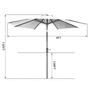 Sombrilla impermeable de 9 pies para <span class=keywords><strong>patio</strong></span> de jardín al aire libre con inclinación de botón y manivela, sombrilla de mercado con base - Product Image 3