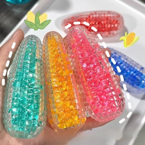 Glassy Crystal Corn Squishy Stress <b>Ball</b> / Resilient Shape-Retaining Fidget Toy with Flowing Sand - Product Image 5